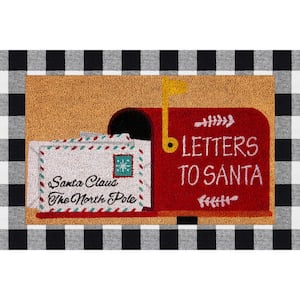 Letters to Santa Gingham Check 24 in. x 36 in. Holiday Layering Mat