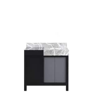 Zilara 36 in W x 22 in D Black and Grey Bath Vanity and Castle Grey Marble Top