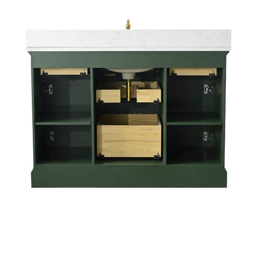 Thompson 48" Evergreen Wood Vanity with Carrara White Top