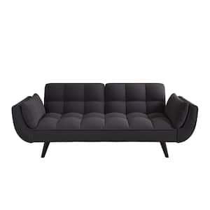 74 in. Black Velvet Twin Sofa Bed