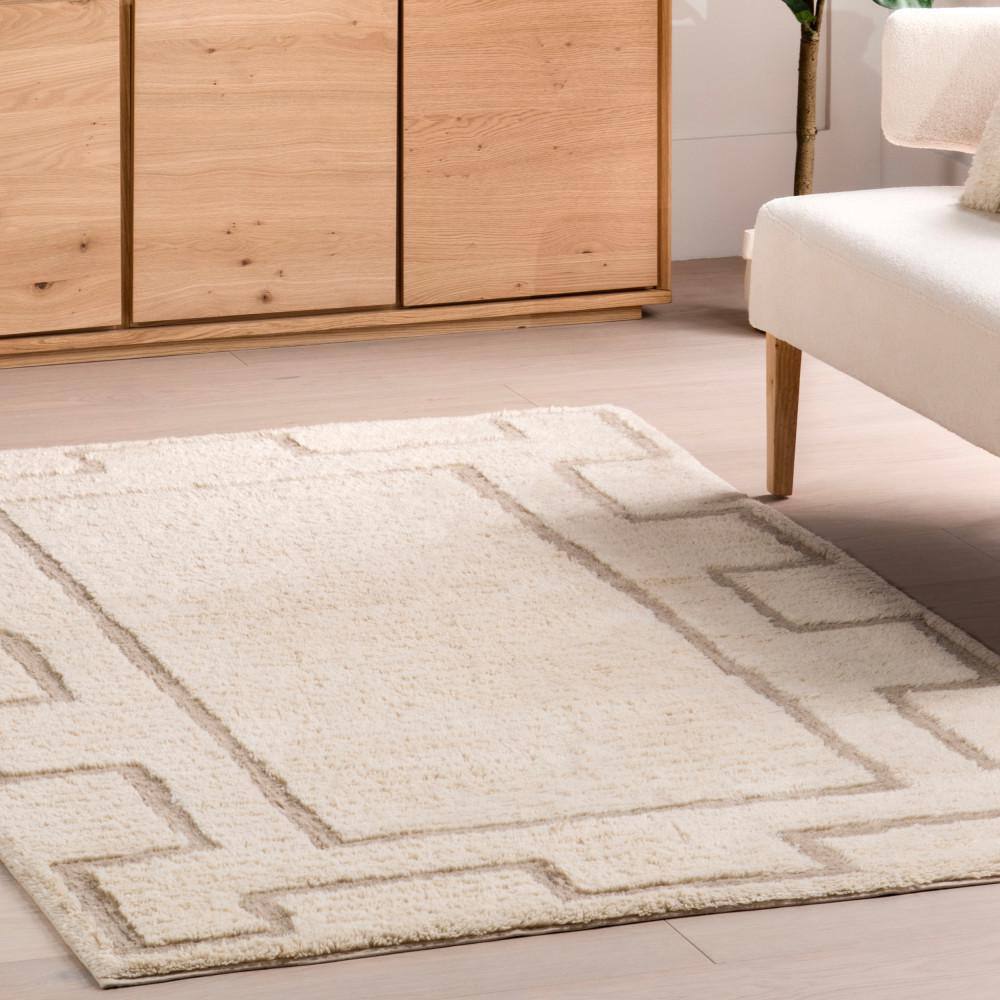 Murray Ivory Geometric Wool Machine Washable 8' x 10' Area Rug