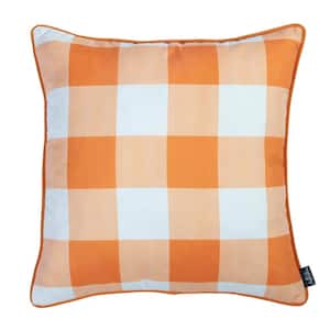 Fall Decorative Throw Pillow Plaid & Pumpkins 18 in. x 18 in. Yellow & Orange Square Thanksgiving for Couch Set of 2