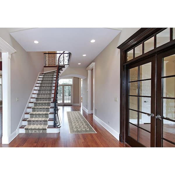 Kurdamir Elegante Oyster 33 in. x Your Choice Length Stair Runner Rug