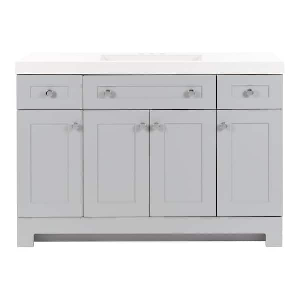 Everdean 49 in. Single Sink Pearl Gray Bath Vanity with White Cultured Marble Top (Assembled)