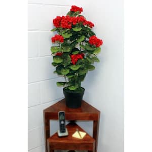 31 in Large Red Artificial Geranium in 7 in Pot with Moss