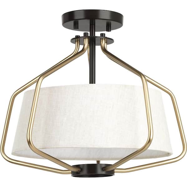 Progress Lighting Hangar Collection 2-Light Antique Bronze Semi-Flush Mount