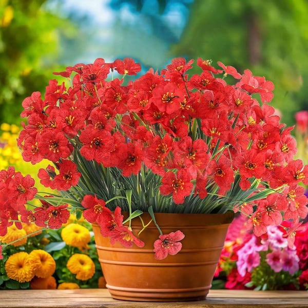 13 in. Red 24-Bundles Artificial Other Flowers for Outdoors