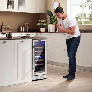 15 in. Dual Zone 29-Bottle Built-In Wine Coolers in Stainless Steel