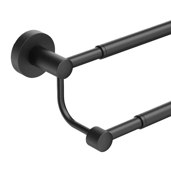 28.5 in. Wall Mounted Adjustable Double Bath Towel Bar in Black, Heavy Duty SUS304 Stainless Steel Towel Holder