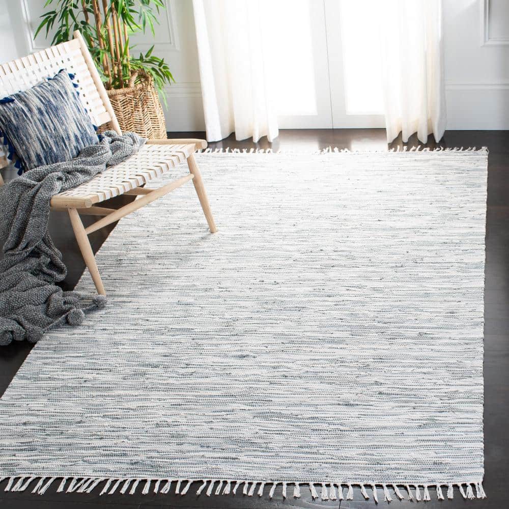 Coastal Charm Silver Cotton Hand-Woven Area Rug, 9' x 12'