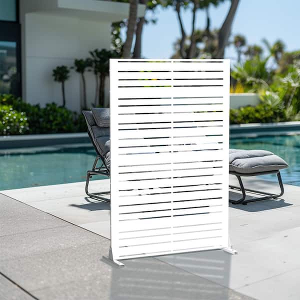 Unbranded 72 in. x 47 in. White Outdoor Metal Galvanized Privacy Screen Fence Garden Panels