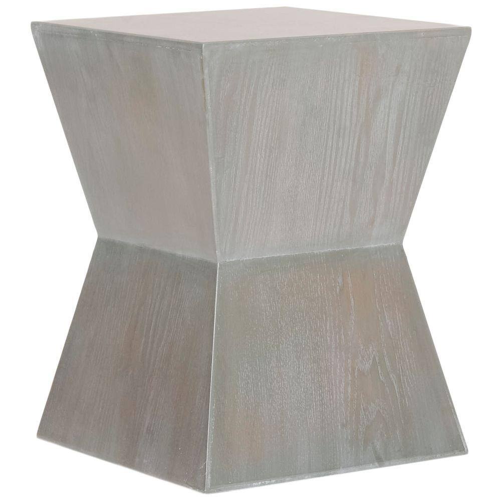 Gray Square Wood Transitional Accent Table
