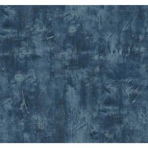 60.75 sq. ft. Denim Blue Rustic Stucco Faux Paper Unpasted Wallpaper Roll