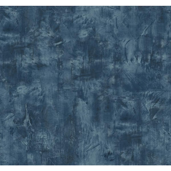 Seabrook Designs 60.75 sq. ft. Denim Blue Rustic Stucco Faux Paper Unpasted Wallpaper Roll
