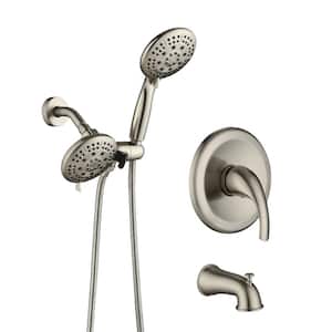 Classic Single Handle 6-Spray Tub and Shower Faucet Flow rate 1.8 GPM in Brushed Nickel Valve Included