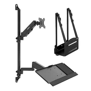 26 in. Rectangular Black Computer Desk Workstation Wall Mount with Keyboard Tray