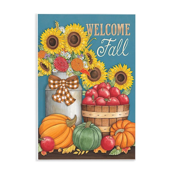 Stupell Industries Welcome Fall Harvest by Deb Strain 1-Piece Unframed Graphic Print Nature Poster Art Print 19 in. x 13 in.