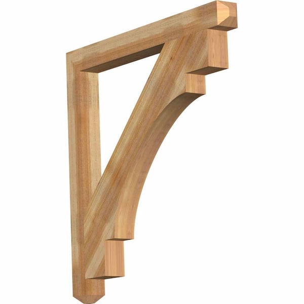 Ekena Millwork 4 in. x 44 in. x 44 in. Western Red Cedar Merced Craftsman Rough Sawn Bracket