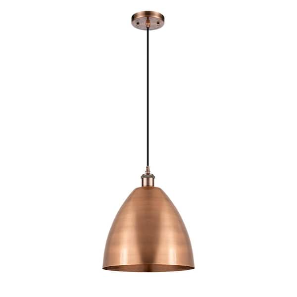 Innovations Metal Bristol 60-Watt 1-Light Antique Copper Standard Mini Pendant Light with Metal Shade