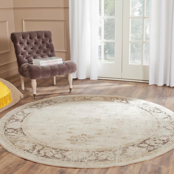 Vintage Stone 6 ft. x 6 ft. Round Border Area Rug