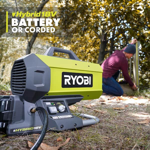 Settlers prop kilometer RYOBI ONE+ 18V Cordless Hybrid Forced Air Propane Heater (Tool Only)  PCL801B - The Home Depot