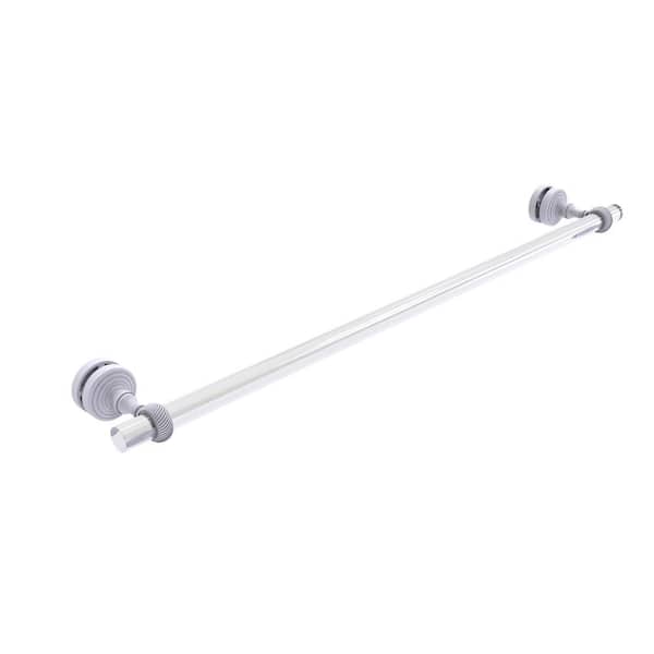 Allied Brass Pacific Grove Collection 30 in. Over-The-Door Door Towel Bar with Twisted Accents in Matte White