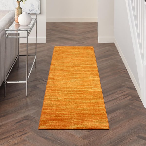 Essentials 2 ft. x 10 ft. Sunburst Kitchen Runner Solid Indoor/Outdoor Area Rug