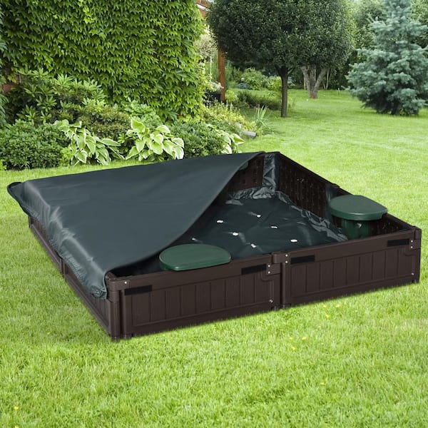 maocao hoom Kids Outdoor Sandbox with Cover Garden Bed