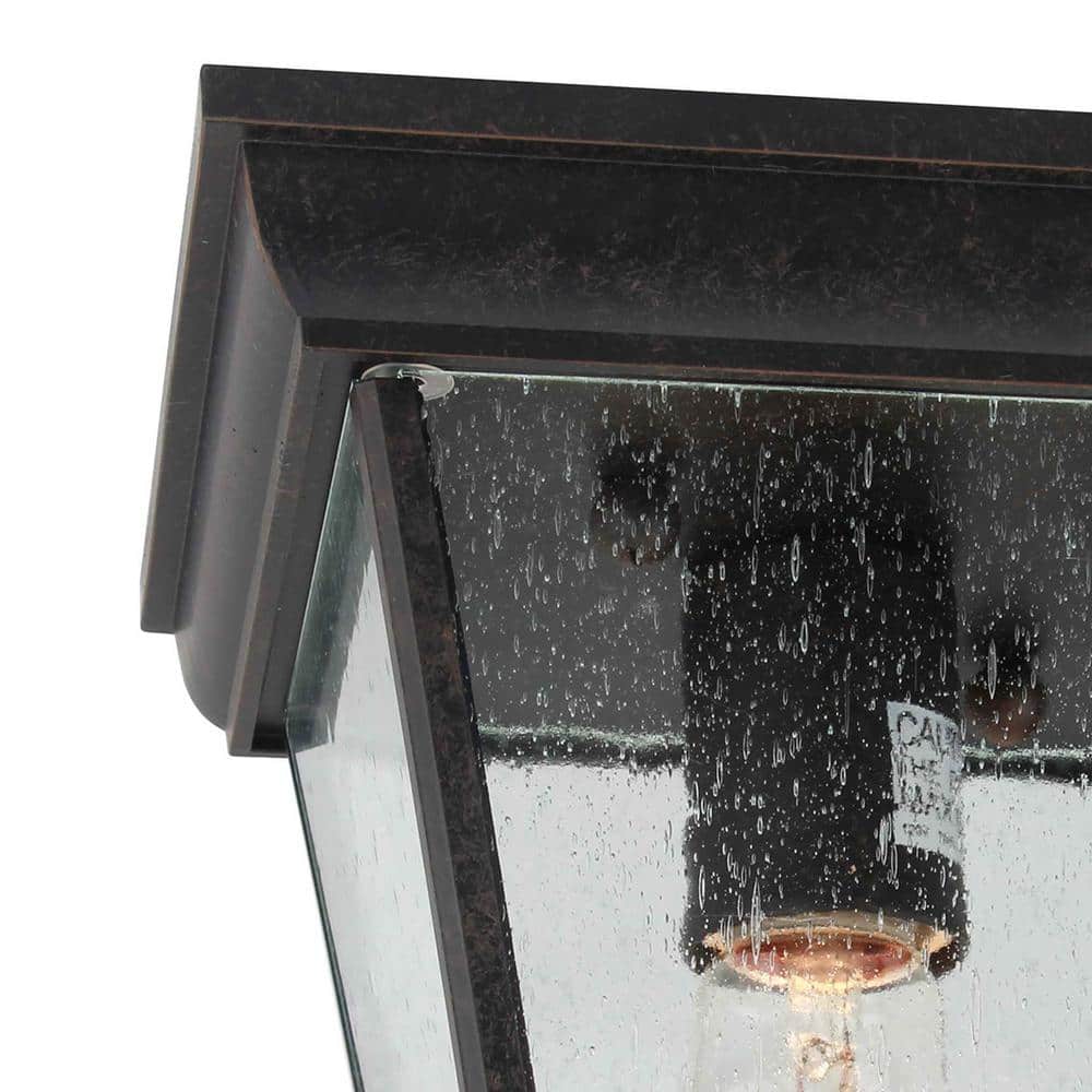 Bronze and Glass Outdoor Flush Mount Ceiling Lantern
