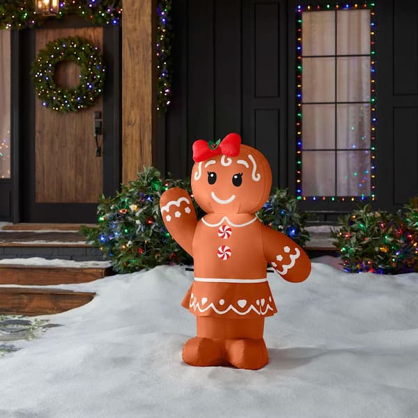 3 ft LED Gingerbread Girl Airblown Inflatable