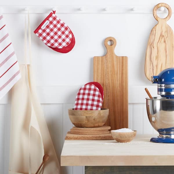 Gingham Cotton Red Mini Oven Mitt Set (2 Pack)