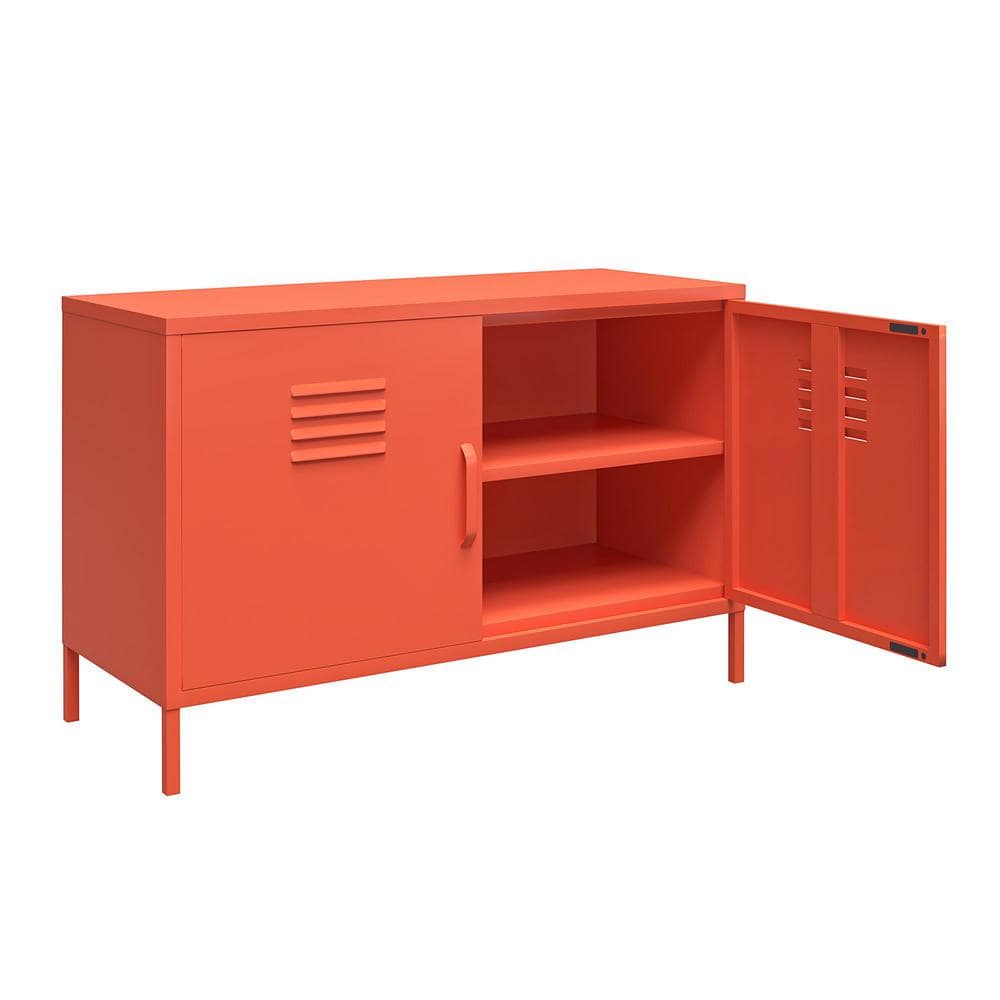 Orange Metal Locker Accent Cabinet with Adjustable Shelving