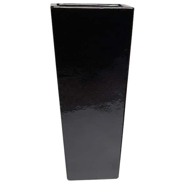 Emissary 36 in. Tall Black Square Ceramic Pot