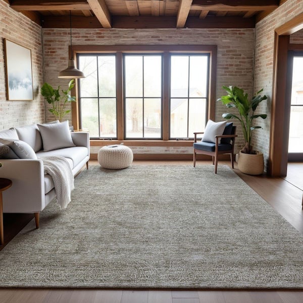 Mayfield Premium Machine Washable Abstract AMF1172 Linen 9 ft. x 12 ft. Area Rug