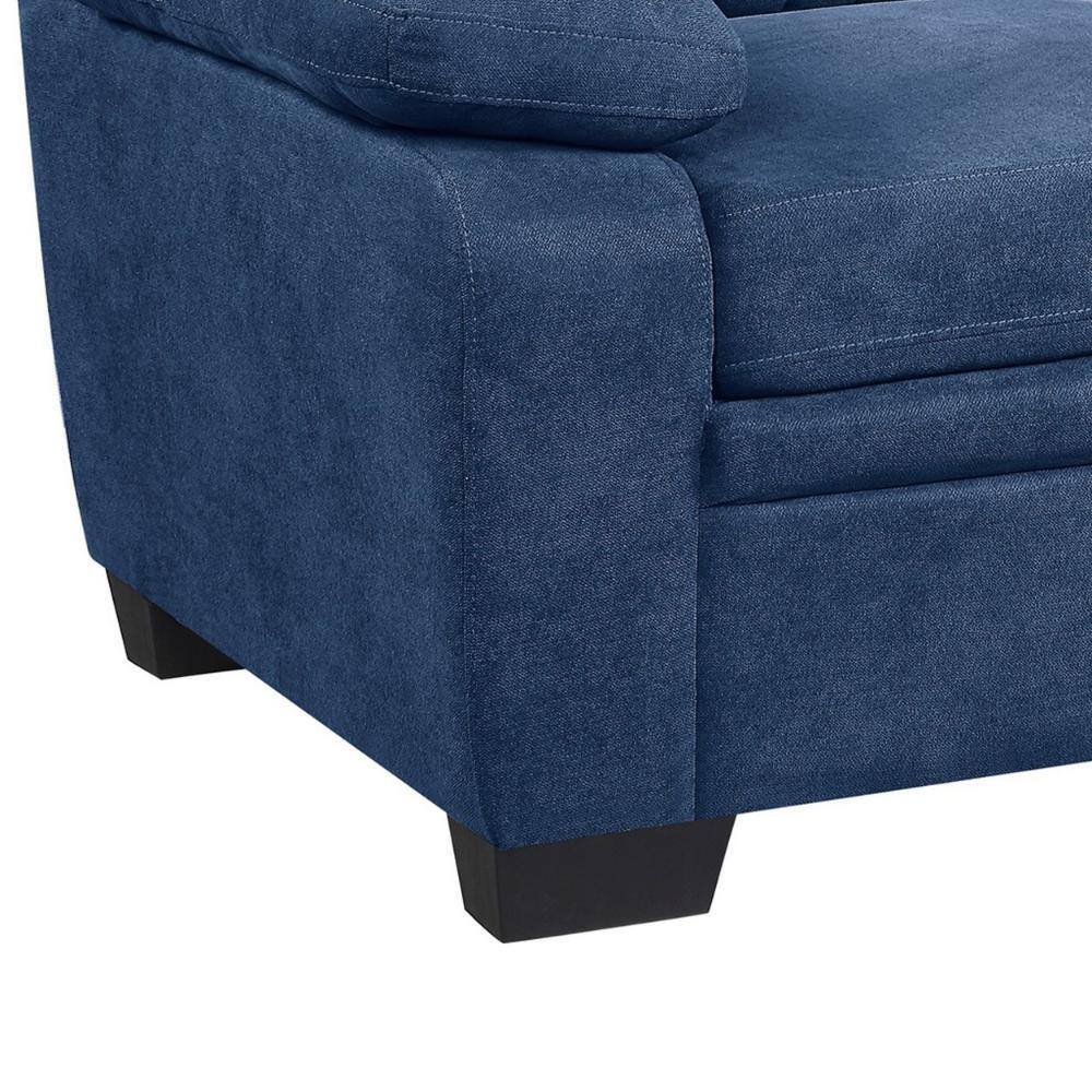 Hugh 58" Blue Polyester Tufted Loveseat with Pillow-top Arms