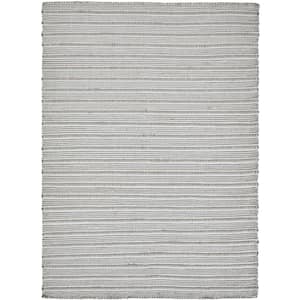 Oli – Ivory and Grey 5 ft. 3 in. x 7 ft. 3 Wool and Cotton blend Hand Woven Area Rug
