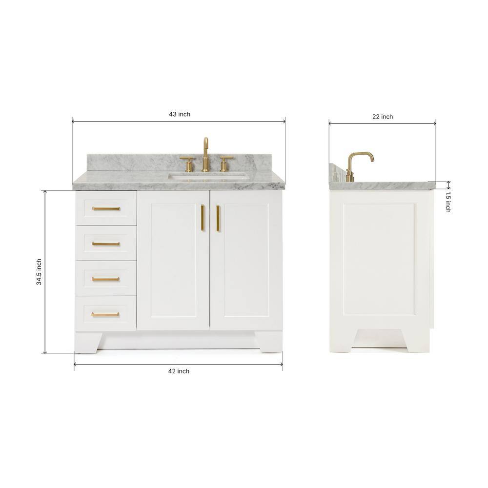 White 43" Single Sink Vanity with Marble Top