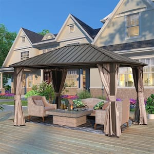 10 ft. x 12 ft. Outdoor Aluminum Frame Patio Gazebo Pavilion with Galvanized Steel Hardtop for Lawns, Parties