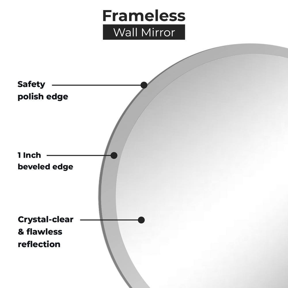 36" Round Frameless Beveled Wall Mirror