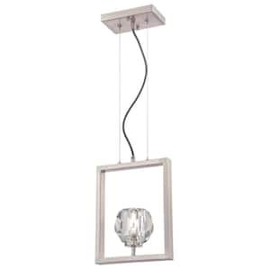 Zoa 1-Light Brushed Nickel LED Pendant with Crystal Glass Shade