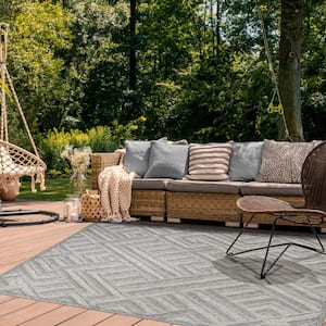 Wynn Charcoal 7 ft. 10 in. x 9 ft. 10 in. Modern Geometric Indoor/Outdoor Area Rug