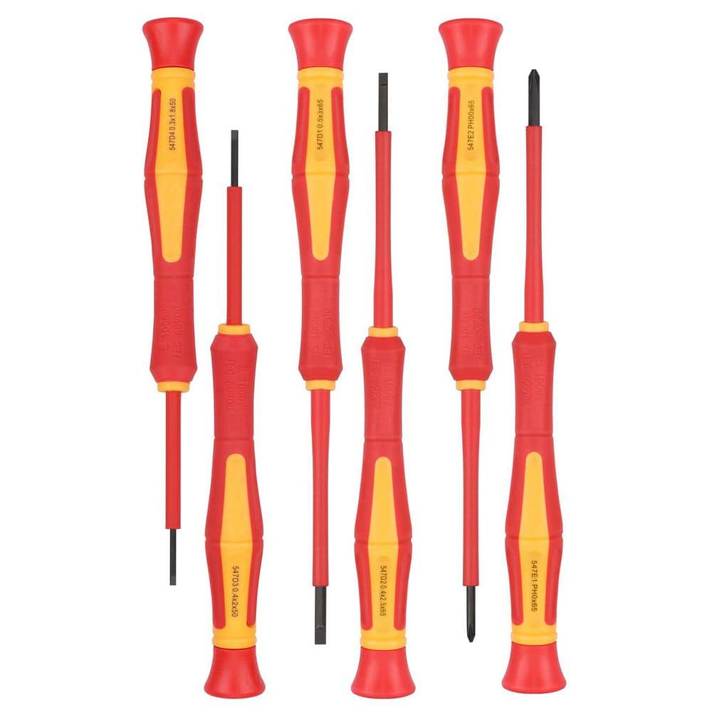 Precision 1000V 2.56-2.56 in. Shank 6 Bit Red Insulated Screwdriver Set for Electricians Electrical Repairs 6-Piece price history on PriceWatchPro