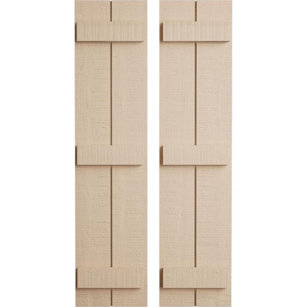 Ekena Millwork 11 in. x 86 in. Timberthane Polyurethane 2-Board Joined Board-n-Batten Rough Cedar Faux Wood Shutters Pair