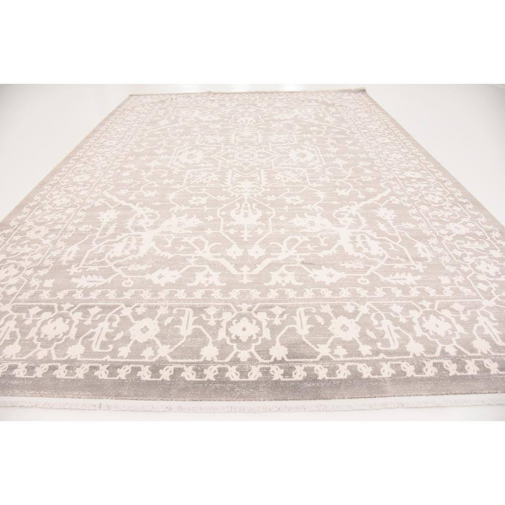 Light Gray Abstract Synthetic Easy Care Stain-Resistant Area Rug 10' x 13'