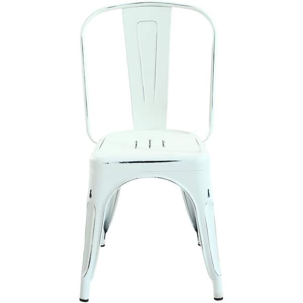 EDGEMOD Trattoria Distressed White Side Chair (Set of 2)