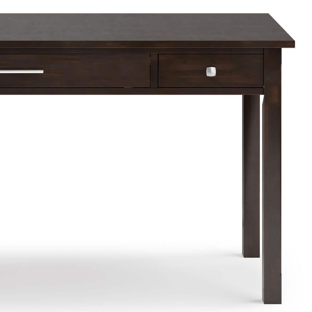 Tobacco Brown Solid Wood Desk with Drawers and Keyboard Tray