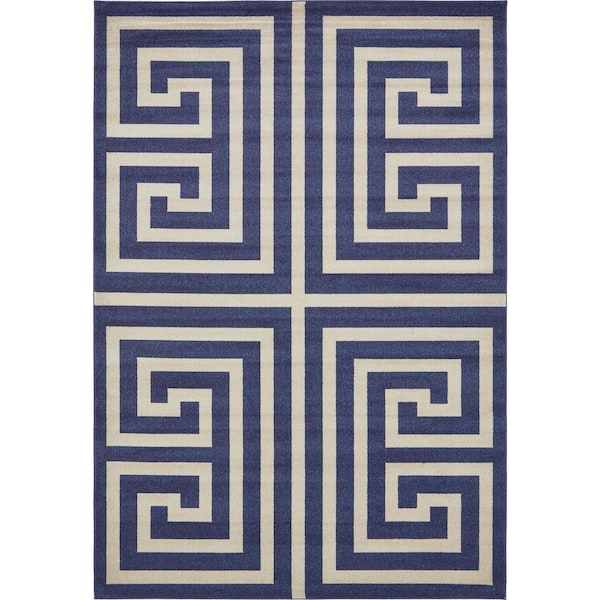 Athens Greek Key Navy Blue 8' 0 x 11' 4 Area Rug