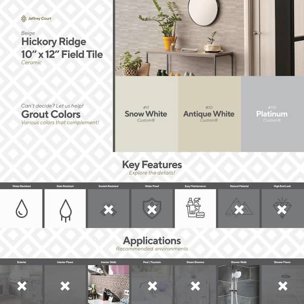 Jeffrey Court Hickory Ridge Beige 10 in. x 20 in. Matte Textured 