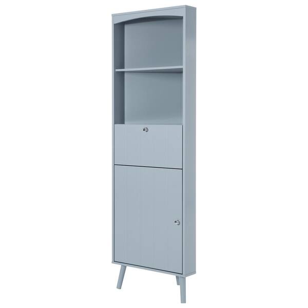 20.1 in. W x 14.2 in. D x 63 in. H BlueGray Bathroom Linen with Open Shelves