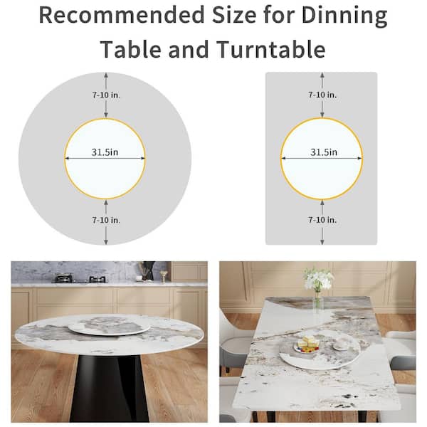 31.5 in. Round Sintered Stone Kitchen Lazy Susan Turntable for Dining Table Top in Pandora